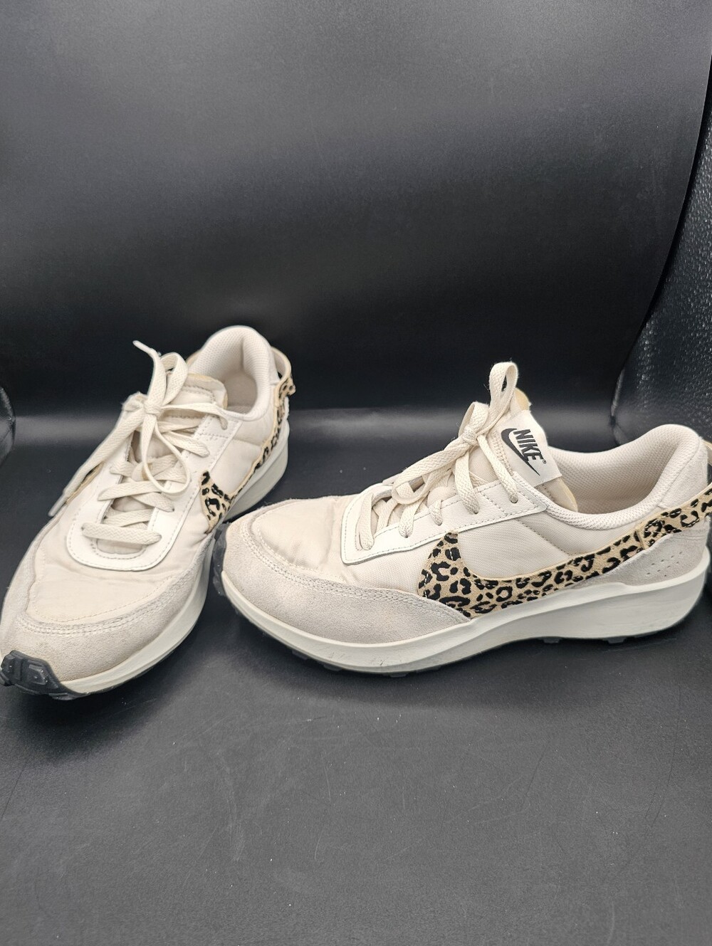 Nike Waffle Debut Women Sz 10 Cream Leopard Cat Animal Print Sneaker Shoes